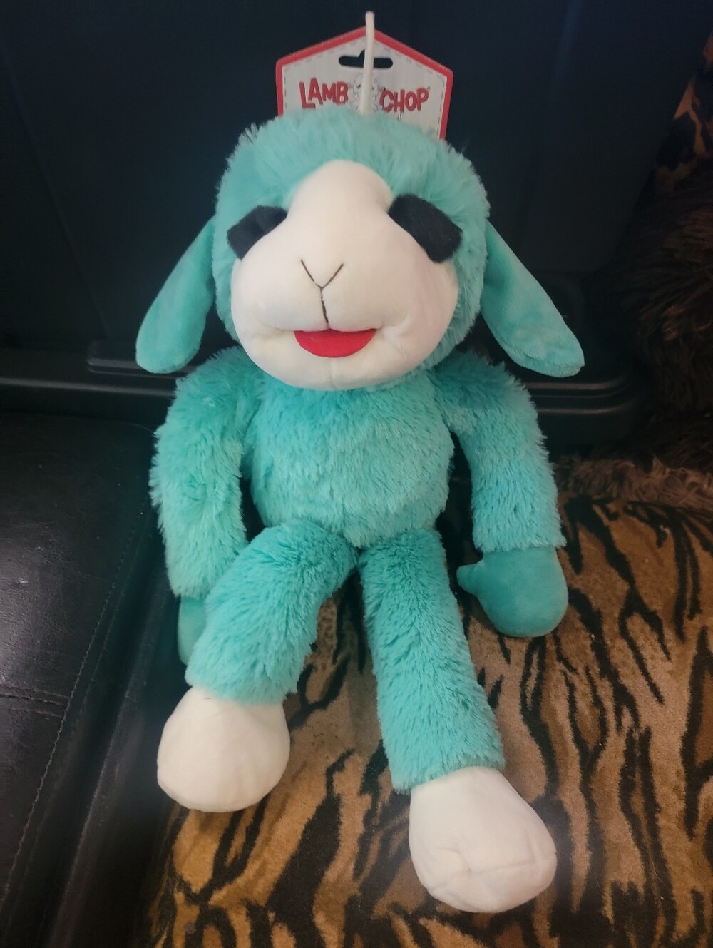 Multipet Dog Lamb Chop Teal Large Stuffed Toy Plush Toy W Squeak Large Dog 20 In